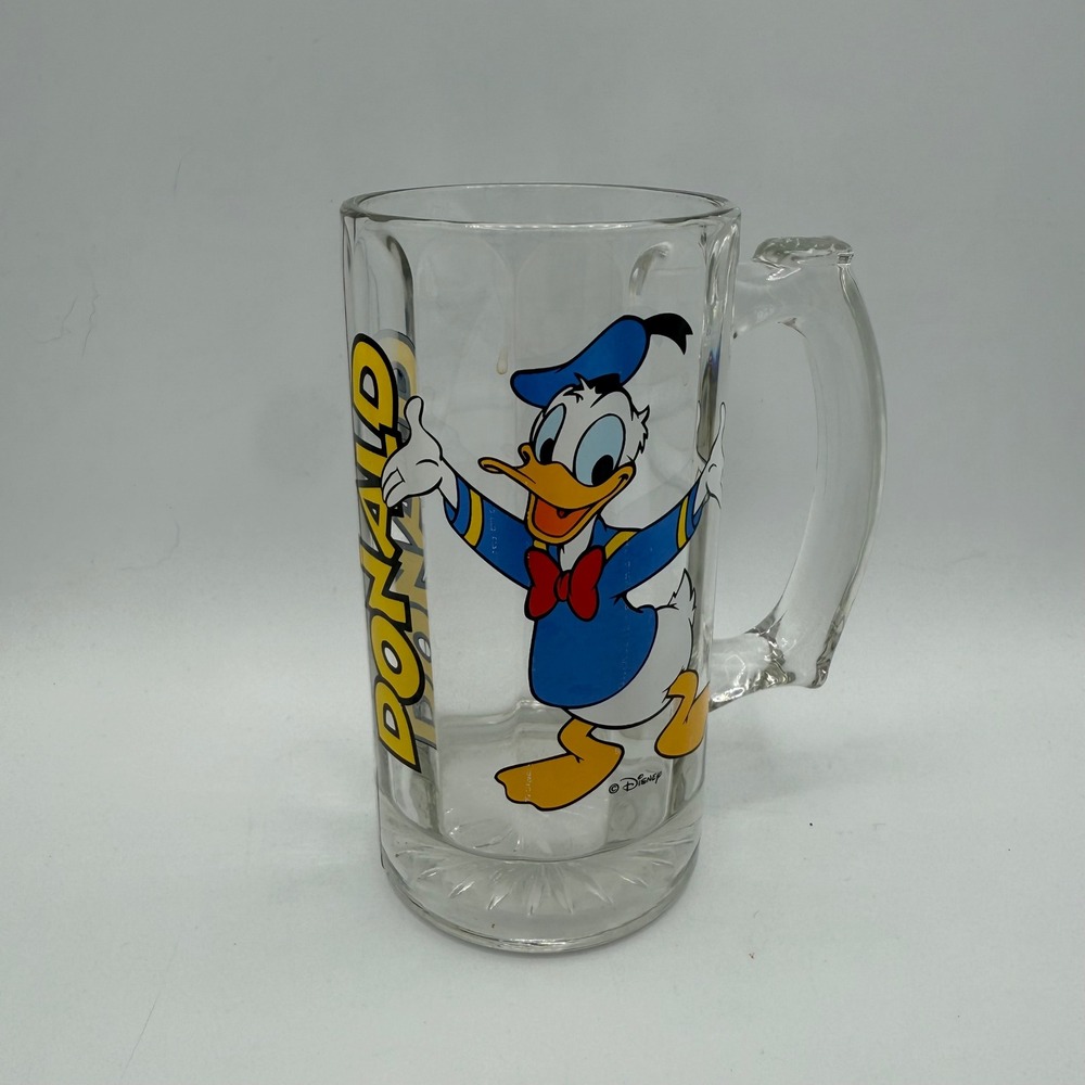Vintage Donald‎ Duck Glass Beer Mug Tankard Collectible Disney Character